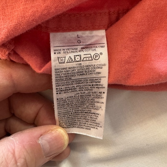 Old Navy Linen Blend Men's Short Sleeve Button Up Camp Shirt Coral Size Large - Picture 7 of 13